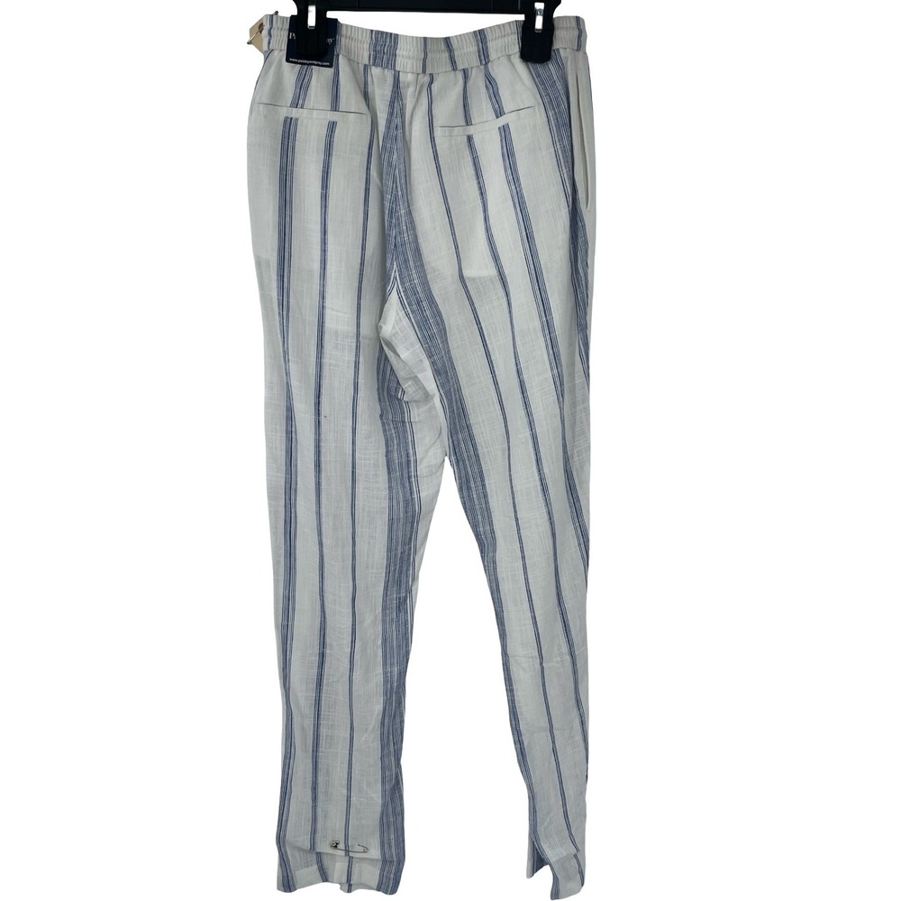 Paisley & Gray Women's Trousers Slim Fit White Blue Striped Medium